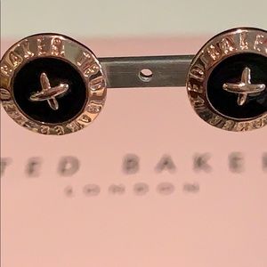 Ted Baker London logo rose gold enamel button ear
